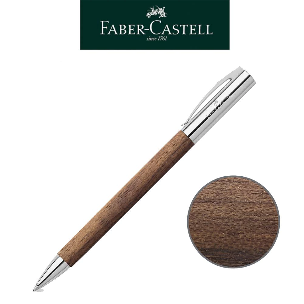 免費客製化刻字【Faber-Castell】Ambition成吉思汗胡桃木原子筆/旋轉鉛筆/溫潤木質精筆/男女適用 台灣輝柏✿50B004